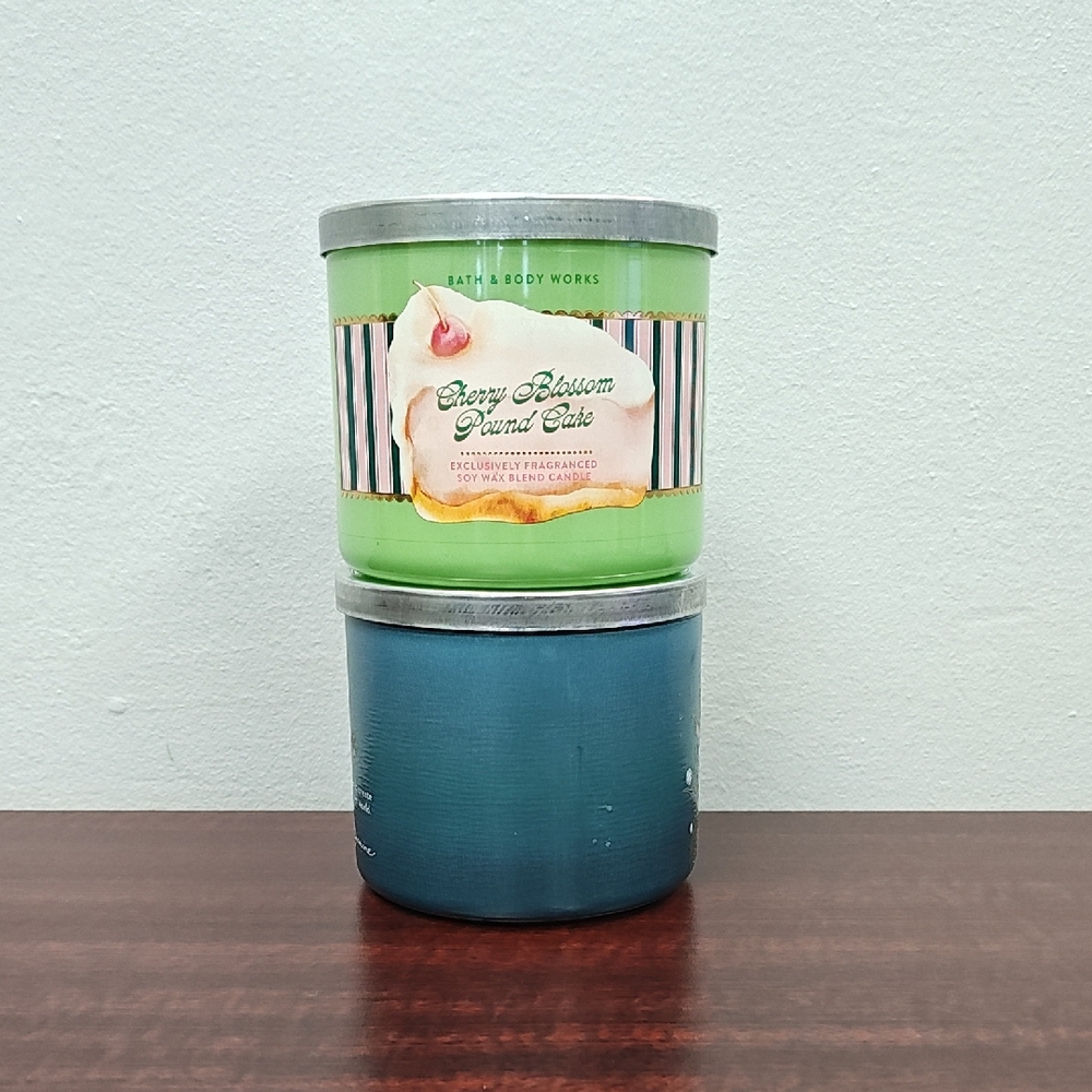 Bath & Body Works CHERRY BLOSSOM POUND CAKE 3-Wick Candles **SEE NOTES